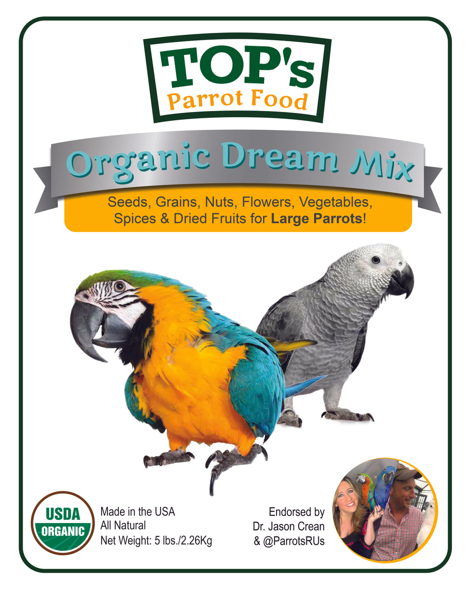 TOP's Parrot Food Pellets and Seeds; USDA Organic Certified